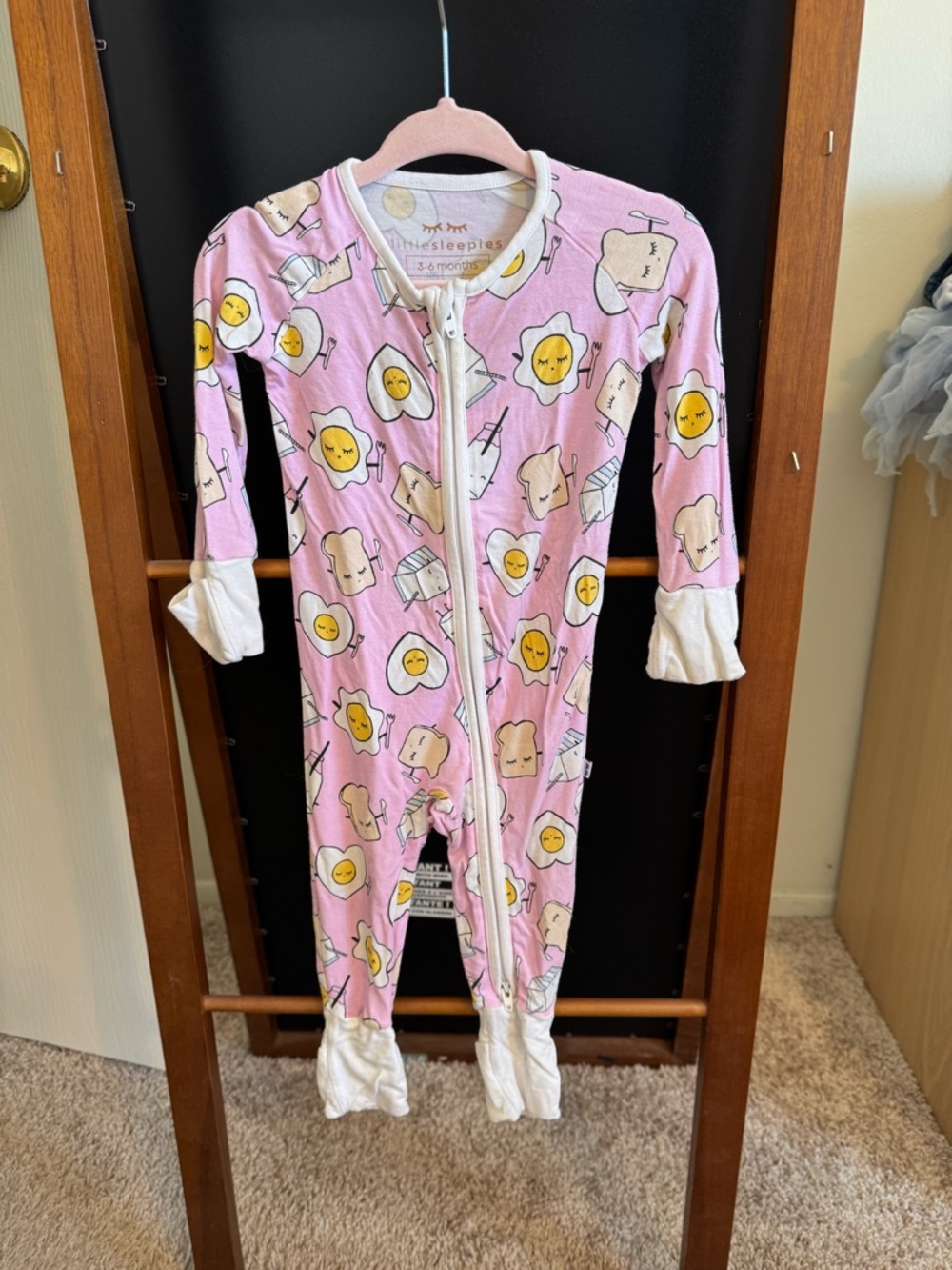 Little Sleepies Pink Breakfast Buddies Zipper Footed One-Piece